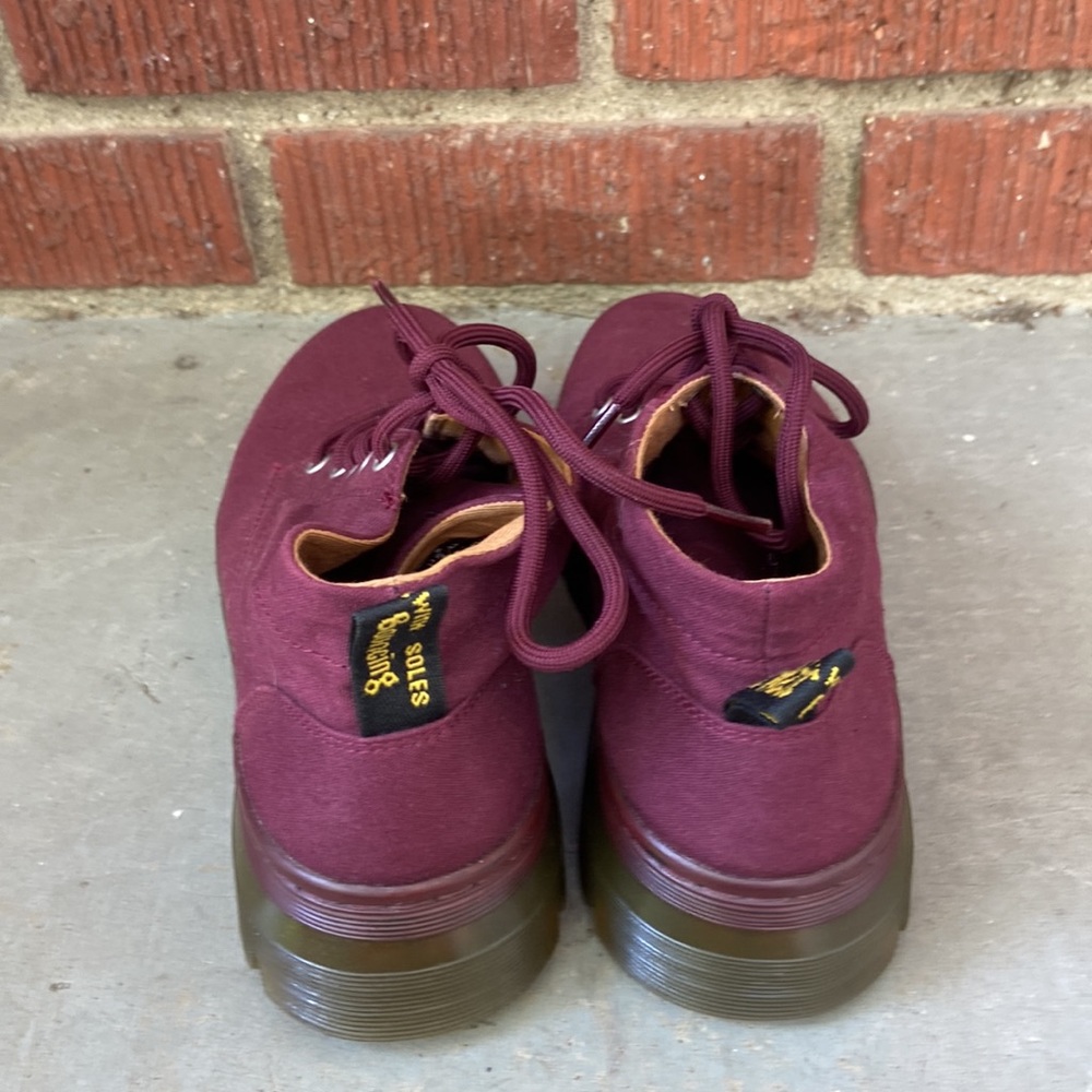 Dr. Martens Burgundy Canvas Lace-Up Ankle Boots - Picture 2 of 7